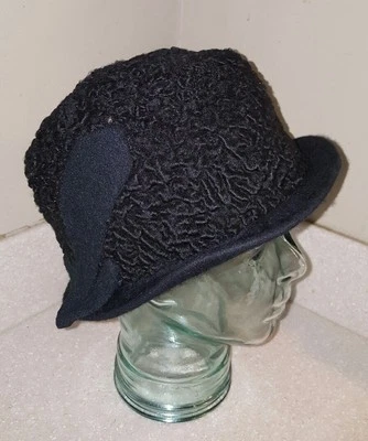 OTTO LUCAS JUNIOR knit Switzerland Black hat Medium Vintage boho fitted  - Image 1 of 4