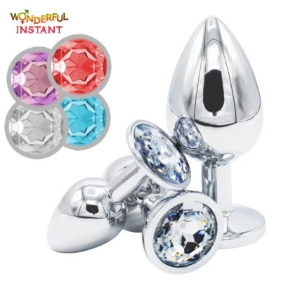 Plug Anal De Metal Con Diamante De Color Rojo Morado Gris Azul Tallas S M L 🍑