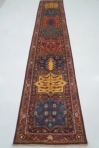 3 x 13 ft Purple Bakhtiari Oriental Afghan Hand knotted Transitional Runner Rug - Picture 1 of 13