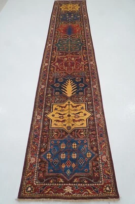 3 x 13 ft Purple Bakhtiari Oriental Afghan Hand knotted Transitional Runner Rug - Image 1 of 4