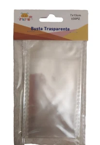 Bustine trasparenti cellophane 7x13cm per regali, oggetti, striscia adesiva 30pz - Imagen 1 de 2