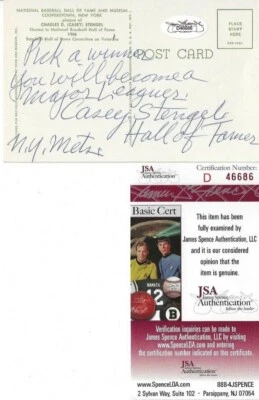 d1975 NEW YORK METS signed 3x5 CASEY STENGEL - HOF - AUTHENTICATED - Image 1 of 2