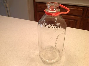 Vintage Milchflasche Dayton Dairy erhöhter Schriftzug Fingereinzüge Ottawa Ill - Bild 1 von 11