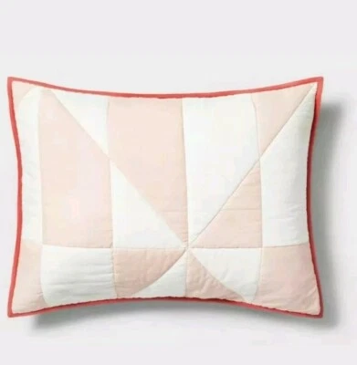 Pair of Kid's Triangle Pillow Sham ~ Blush Pink 20x26" Cotton machine washable - Image 1 of 2