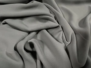Georgette Woven Dress Fabric, Per Metre - Plain - Grey - Picture 1 of 3