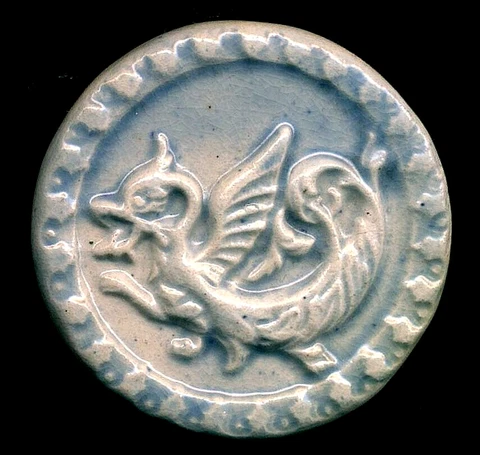 Large DRAGON-Vintage c.1940's Hand Made Quigley Ceramic Button-1&7/16" Cover