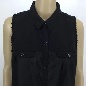 Womens Size L Sleeveless Shirt Rock & Republic Hi Low Distressed Snap Collared - Picture 1 of 11