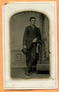 Portrait of a Young Man circa 1870s Antique Tintype in Paper Frame - Picture 1 of 2