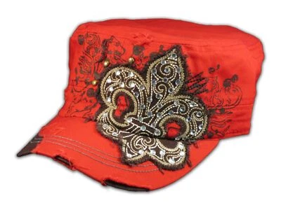 Gorra militar envejecida Fleur-de-lis on Red Cadet Army Foto 1 de 4