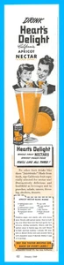 Heart's Delight apricot peach pear nectar juice breakfast vintage print ad 1949 - Picture 1 of 3
