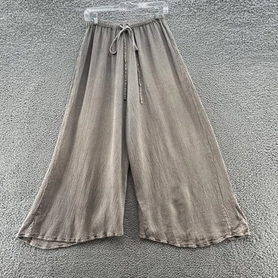 Pantalones Cynthia Ashby para mujer medianos topo lino rayón pierna ancha recortados gaucho Foto 1 de 4