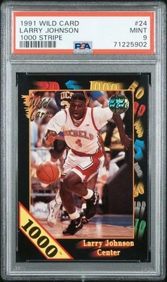 1991-92 Wild Card LARRY JOHNSON 1000 Stripe RC Rookie PSA 9 Pop 3 None Higher - Image 1 of 2