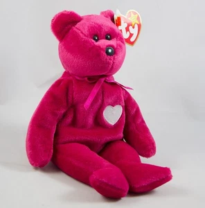 Ty Valentina Hot Pink Bear 1999 Beanie Baby mit Etikett Plüsch Sitzsack Spielzeug - Bild 1 von 7