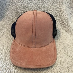 Peter Grimm TRUKR Pig Suede Adjustable Baseball Cap NOS Mesh Back Black & Pink - Picture 1 of 7