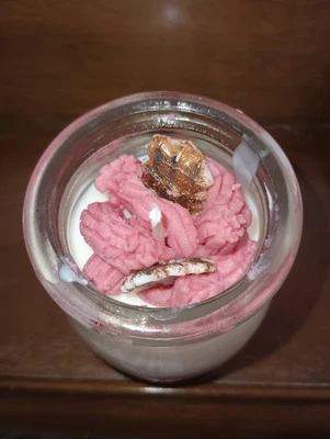 Vela batida | Gofre | Vela de soja rosa y blanca hecha a mano  Foto 1 de 2