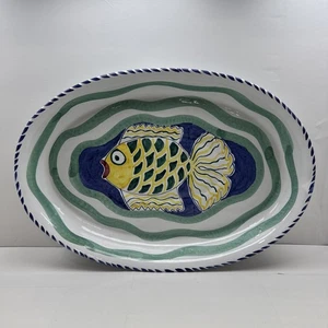 Vintage Hand Painted Signed Tam San Designs Fish Water Decorative Platter Tray - Picture 1 of 9