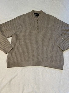 Vintage Eddie Bauer Men’s M Henley Sweater 100% Cotton Rib Knit Brown Pullover - Picture 1 of 13
