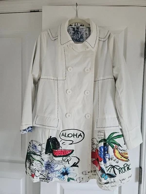 Abrigo Mujer DESIGUAL Doble Pecho Blanco Algodón Ligero Fanky City Talla 46 Foto 1 de 2