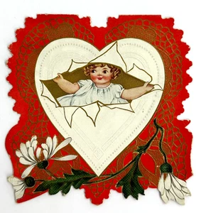 Whitney Made Embossed Heart Valentine Card Surprise! Unless You Love Me 1900s - Picture 1 of 4