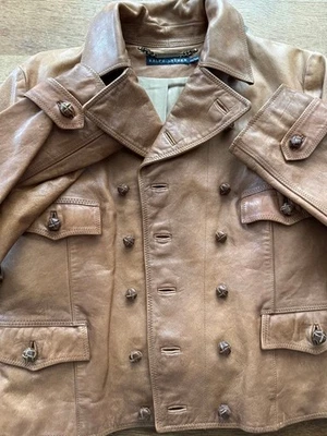 Chaqueta Ralph Lauren Cuero Marrón Doble Pecho USADA De Japón #T0552 Foto 1 de 4