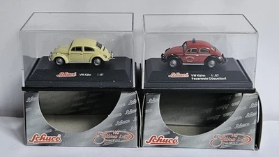 VOLKSWAGEN COCCINELLE - POMPIERS DUSSELDORF - SCHUCO 21601 / 21956 - NEUF 1:87 - Photo 1/4