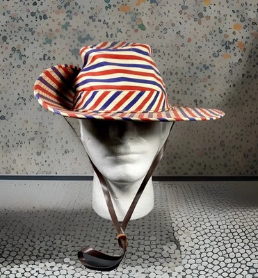 1940/50’s Red White & Blue  Rodeo Clown Hat sz 7 & 1/4 - Image 1 of 4