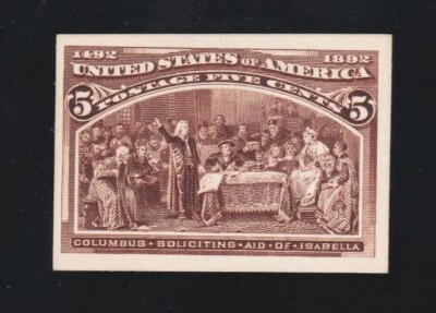 US 234P4 5c Columbian Exposition Proof on Card VF NH SCV $65 (024) - Image 1 of 2
