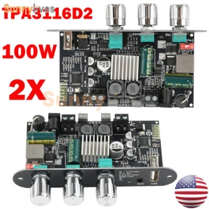 2Pcs ZK-1001U 100W Mono Bluetooth Audio AUX Power Amplifier Module TPA3116D2 USA - Picture 1 of 22