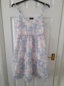 C&A Multicoloured Sleeveless Stripe Floral Dress Size 38 - Picture 1 of 9