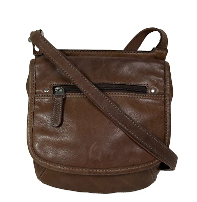Fossil Brown Leather Saddle Crossbody Messenger Flap Bag - Image 1 of 4