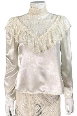 Blusa de babado vintage Scott McClintock vitoriana vovó tamanho 8 - Imagem 1 de 4