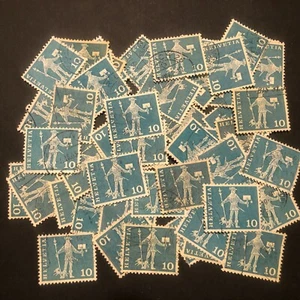 Postage Stamps For Crafting: Switzerland 1960 10c Messenger; Green; 50 Pieces - Picture 1 of 1