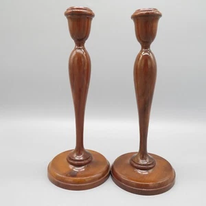 Handmade Myrtle Wood Candlesticks set of 2 made in Oregon 10" tall Vintage AS IS - Picture 1 of 9