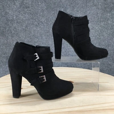 Report Boots Womens 7.5 Rachael Ankle Bootie Black Round Toe Casual Cone Heels - Image 1 of 4