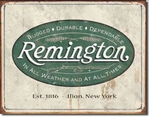 Letrero de hojalata de metal resistente con logotipo desgastado Remington REM decoración de pared para el hogar #1413 - Imagen 1 de 1