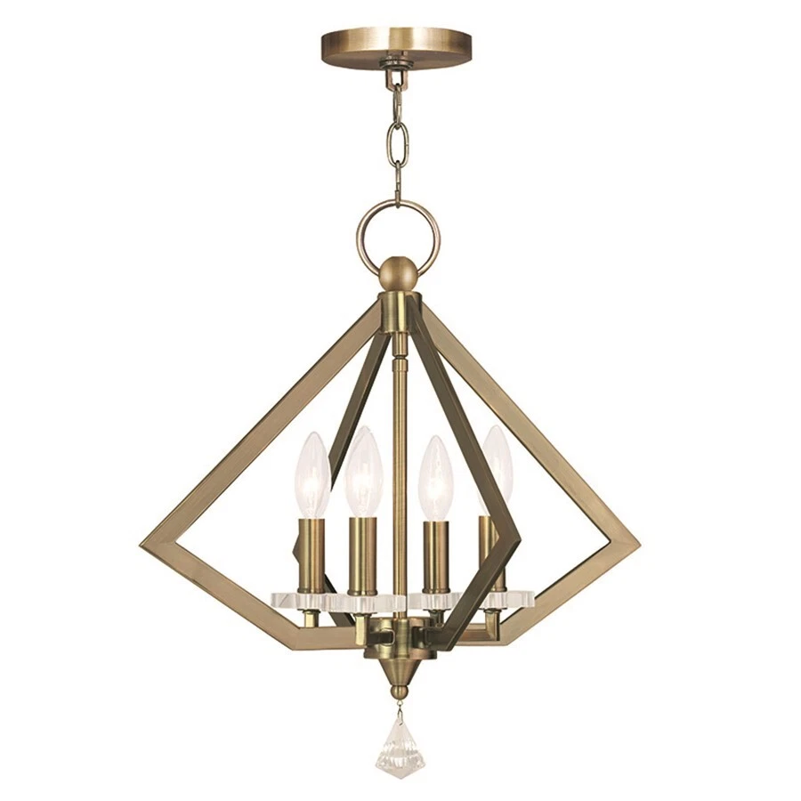 Livex Lighting Diamond Chandeliers, Antique Brass - 50664-01 - Image 1 of 1