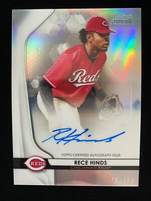 2020 Bowman Sterling RECE HINDS #BSPA-RH SILVER REFRACTOR AUTO #046/150 Reds SP - Image 1 of 3