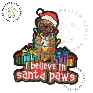 Christmas Santa Paws Badge / Patch Scouts Girl Guides Camp Blanket - Picture 1 of 1