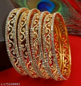 Brazalete nupcial dorado de piedra Kundan Bollywood joyería de boda india - Imagen 1 de 2