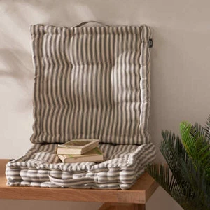 Set of 2 Striped Home Box Cushions Waterproof Kitchen Dining Chair Seat Pads - Picture 1 of 15
