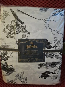 Harry Potter Pottery Barn Etched Scenes XL Twin 3 Piece Sheet Set NWT - Picture 1 of 6