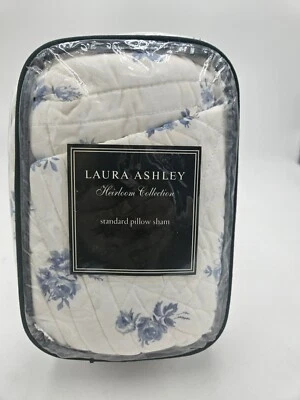 Nueva Almohada Laura Ashley Heirloom Collection Sham Estándar Azul Floral y Blanco Foto 1 de 4