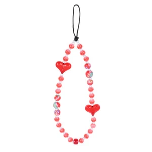 Cell Phone Charm Heart Bead Phone Strap Beaded Phone Lanyard - Zdjęcie 1 z 6