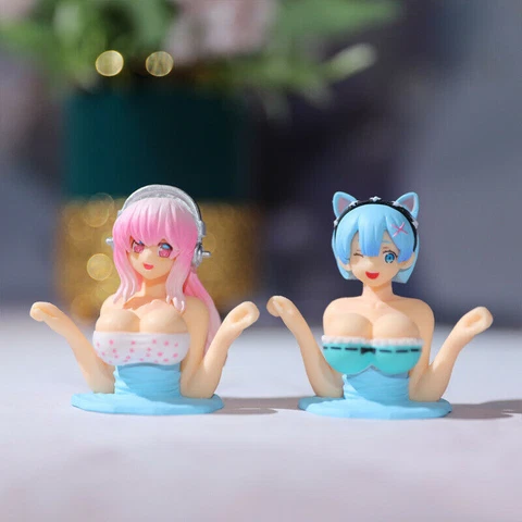 New Shaking Chest Anime Character Girl Car Ornaments Sexy Girl Figure Toy Gift Cover