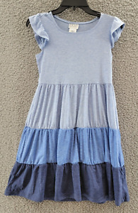 blush by US Angels Tiered Babydoll Dress Girls' 12 Light Blue/Dark Blue Heather