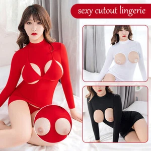 New Sexy Women Open Bust Bodycon Dress Cupless Mini Babydoll Dress Clubwear - Picture 1 of 17