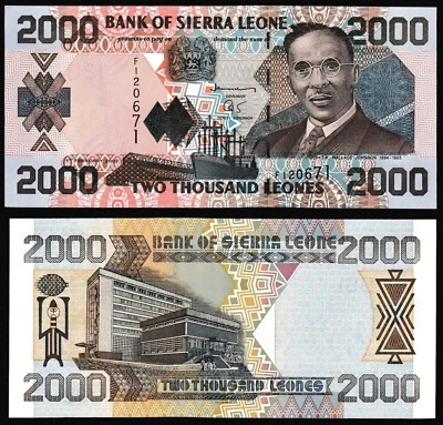 Sierra Leone 2000 leones 2002.02.01. I. T. A. Wallace-Johnson P26a Prefix F1 UNC - Image 1 of 4