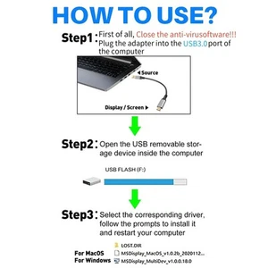 USB 3 0 auf Video Kabel 2m nahtlose Konnektivität für Laptops zu Monitoren - Bild 1 von 8