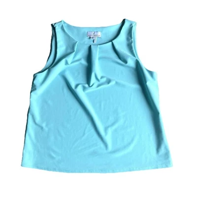 Jude Connally Catalina Cloth Tank Top Small Aqua Rouched Neckline - image 1 of 4