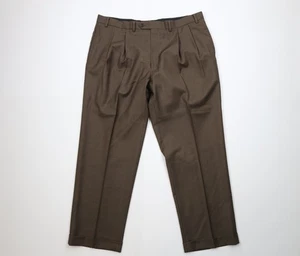 Vtg Ralph Lauren Mens 40x30 Pleated Cuffed Wide Leg Chino Pants Heather Brown - Picture 1 of 12
